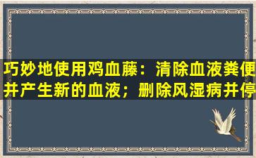 巧妙地使用鸡血藤：清除血液粪便并产生新的血液；删除风湿病并停止麻木|以这种方式使用它